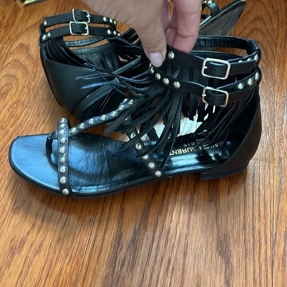 YSL Fringe Leather Sandal - Picture 3 of 4